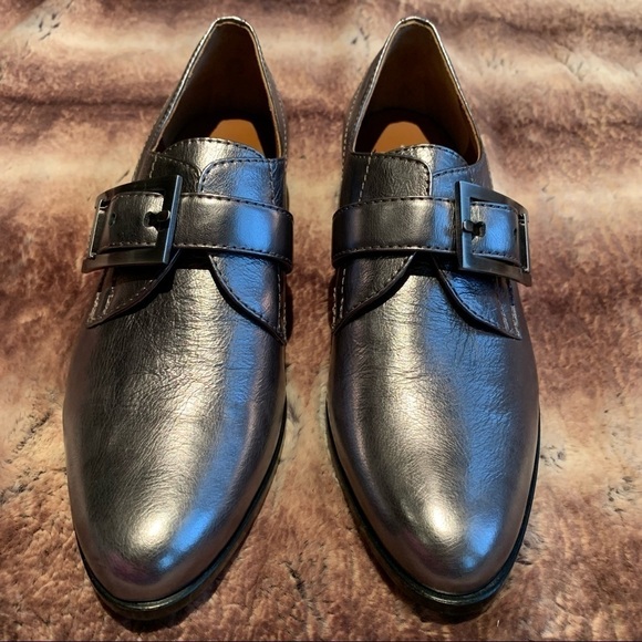 Aquatalia Yvette Oxfords Weatherproof Metallic Gunmetal - Picture 1 of 13